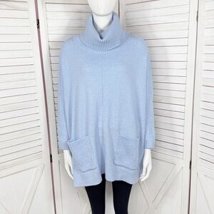 Loft Cowl Neck Pockets Front‎ Tunic Sweater Powder Blue XS